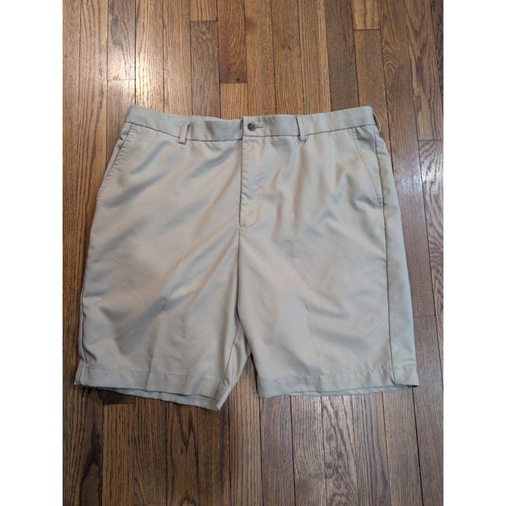 Greg Norman Mens Khaki Tan Performance Golf Shorts Chino Style Wicking Size 40
